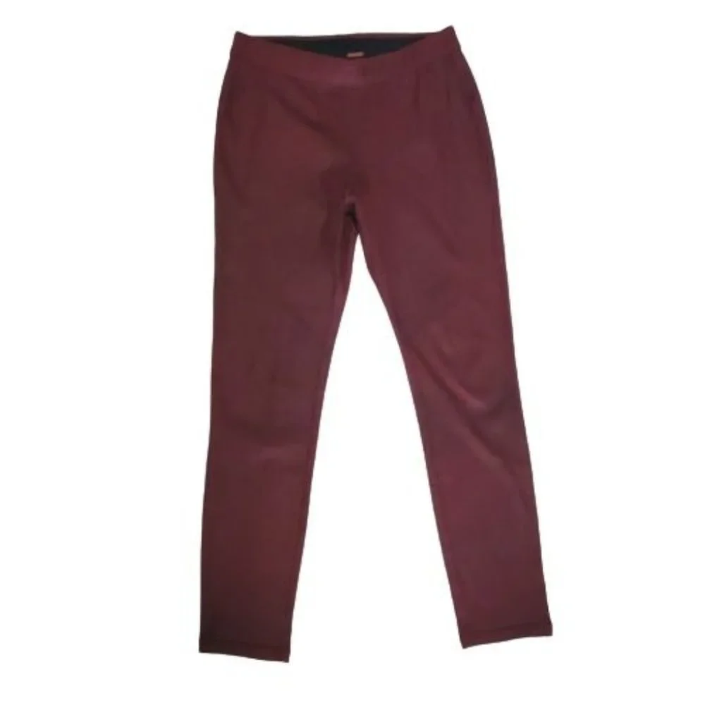 Free People Faux Suede Leather Pull-On Skinny Pants, Burgundy Women's Size 26 - Picture 5 of 15